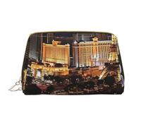 LPSRTWE Trousse de maquillage de voyage pour femme - Grande capacité - En cuir synthétique - Étanche - Vue nocturne de Las Vegas - Poche de maquillage portable à large ouverture avec fermeture éclair