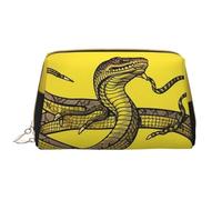 LPSRTWE Trousse de maquillage de voyage pour femme - Grande capacité - En cuir synthétique - Imperméable - Avec inscription « Don't tread on me » - Grande ouverture - Avec fermeture éclair - Blanc,