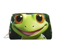 LPSRTWE Trousse de maquillage de voyage pour femme - Grande capacité - En cuir synthétique - Imperméable - Jolie grenouille - Portable - Grande ouverture - Avec fermeture éclair - Blanc, taille