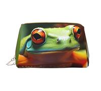LPSRTWE Trousse de maquillage de voyage pour femme - Grande capacité - En cuir synthétique - Imperméable - Jolie grenouille - Portable - Large ouverture - Avec fermeture éclair - Blanc, taille unique,