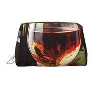 LPSRTWE Trousse de maquillage de voyage pour femme - Grande capacité - En cuir synthétique - Imperméable - Trousse de toilette artistique - Vin rouge galss et raisins - Organiseur de maquillage