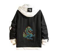 Lpstop Dragon Chinois à Capuche Veste de Style Dragon dessiné à la Main Sweats à Capuche légers à imprimé Animal pour Hommes Femmes