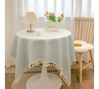 LPUKOI Nappe à Pompons, Chemin de Table de Cuisine, Tapis de Camping, Couverture de Table à thé, décoration de Salle à Manger de Mariage, Bleu Clair, 60 x 60 cm