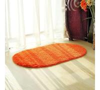 LPUKOI Tapis de Bain Ovale de Couleur Unie pour Salle de Bain, séchage Rapide, Doux, Absorbant l'eau, Super Confortable pour Chambre à Coucher, Toilettes, Baignoire, Cuisine, Orange, 45 x 65 cm