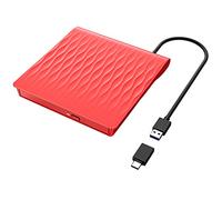 LPUNCD Lecteur DVD/CD Externe, USB 3.0 & Type-C Portable DVD Graveur, CD/DVD +/-RW ROM DVD Drive, iMac, MacBook Air/Pro, Compatible avec Win11/10/8/7/XP/Linux/Vista/MacOS, Rouge