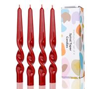 LPUSA Lot de 4 bougies coniques torsadées en spirale bordeaux pour fêtes, mariage, fête, dîner, sans goutte, cadeau de Noël, H 25,4 cm (bordeaux-A)
