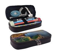 LPWTYCBV Ireland Outdoors County Clare The Cliffs Trousse à crayons en cuir imprimé avec fermeture éclair est très adaptée pour un usage quotidien., Noir , Taille unique, Trousse de maquillage