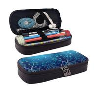 LPWTYCBV La trousse à crayons en cuir avec motif tourbillon de fleurs bleues avec fermeture éclair est très adaptée pour un usage quotidien., Noir , Taille unique, Trousse de maquillage