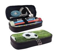 LPWTYCBV La trousse à crayons en cuir imprimé ballon de football sur herbe avec fermeture éclair est très adaptée pour un usage quotidien., Noir , Taille unique, Trousse de maquillage
