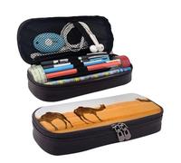 LPWTYCBV La trousse à crayons en cuir imprimé camel sable du désert avec fermeture éclair est très adaptée pour un usage quotidien., Noir , Taille unique, Trousse de maquillage