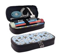 LPWTYCBV La trousse à crayons en cuir imprimé chinchillas et lune bleue avec fermeture éclair est très adaptée pour un usage quotidien., Noir , Taille unique, Trousse de maquillage