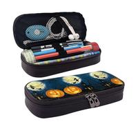 LPWTYCBV La trousse à crayons en cuir imprimé citrouille d'Halloween avec fermeture éclair est très adaptée pour un usage quotidien., Noir , Taille unique, Trousse de maquillage