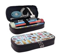 LPWTYCBV La trousse à crayons en cuir imprimé Dessert Refreshments avec fermeture éclair est très adaptée pour un usage quotidien., Noir , Taille unique, Trousse de maquillage