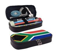 LPWTYCBV La trousse à crayons en cuir imprimé drapeau de l'Afrique du Sud avec fermeture éclair est très adaptée pour un usage quotidien., Noir , Taille unique, Trousse de maquillage