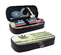 LPWTYCBV La trousse à crayons en cuir imprimé feuille d'herbe avec fermeture éclair est très adaptée pour un usage quotidien., Noir , Taille unique, Trousse de maquillage
