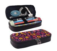 LPWTYCBV La trousse à crayons en cuir imprimé fleurs d'amour avec fermeture éclair est très adaptée pour un usage quotidien., Noir , Taille unique, Trousse de maquillage