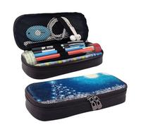 LPWTYCBV La trousse à crayons en cuir imprimé flocon de neige de Noël bleue avec fermeture éclair est très adaptée pour un usage quotidien., Noir , Taille unique, Trousse de maquillage