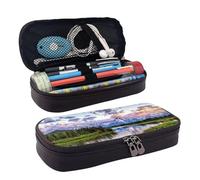 LPWTYCBV La trousse à crayons en cuir imprimé Grand Teton National Park avec fermeture éclair est très adaptée pour un usage quotidien., Noir , Taille unique, Trousse de maquillage