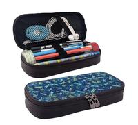 LPWTYCBV La trousse à crayons en cuir imprimé libellule bleue avec fermeture éclair est très adaptée pour un usage quotidien., Noir , Taille unique, Trousse de maquillage