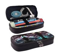 LPWTYCBV La trousse à crayons en cuir imprimé libellule bleue avec fermeture éclair est très adaptée pour un usage quotidien., Noir , Taille unique, Trousse de maquillage