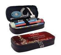 LPWTYCBV La trousse à crayons en cuir imprimé Merry Christmas avec fermeture éclair est très adaptée pour un usage quotidien., Noir , Taille unique, Trousse de maquillage