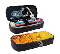 LPWTYCBV La trousse à crayons en cuir imprimé nid d'abeille avec fermeture éclair est très adaptée pour un usage quotidien., Noir , Taille unique, Trousse de maquillage