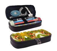LPWTYCBV La trousse à crayons en cuir imprimé oiseau de paradis tropical avec fermeture éclair est très adaptée pour un usage quotidien., Noir , Taille unique, Trousse de maquillage