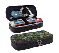 LPWTYCBV La trousse à crayons en cuir imprimé paon frais avec fermeture éclair est très adaptée pour un usage quotidien., Noir , Taille unique, Trousse de maquillage