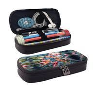 LPWTYCBV La trousse à crayons en cuir imprimé poisson avec fermeture éclair est très adaptée pour un usage quotidien., Noir , Taille unique, Trousse de maquillage