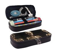 LPWTYCBV La trousse à crayons en cuir imprimé squelette humain avec fermeture éclair est très adaptée pour un usage quotidien., Noir , Taille unique, Trousse de maquillage