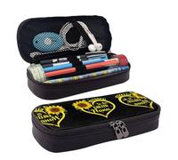 LPWTYCBV La trousse à crayons en cuir imprimé tournesol Blessed to Be Called Nana avec fermeture éclair est très adaptée pour un usage quotidien., Noir , Taille unique, Trousse de maquillage