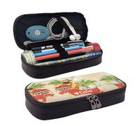 LPWTYCBV La trousse en cuir imprimé île de Cuba avec fermeture éclair est très adaptée pour un usage quotidien., Noir , Taille unique, Trousse de maquillage