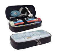 LPWTYCBV La trousse en cuir imprimé Snow Falling in The Park avec fermeture éclair est très adaptée pour un usage quotidien., Noir , Taille unique, Trousse de maquillage