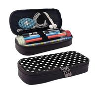 LPWTYCBV Trousse à crayons en cuir imprimé à gros pois noirs et blancs avec fermeture éclair très adaptée pour un usage quotidien., Noir , Taille unique, Trousse de maquillage