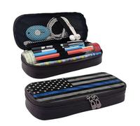 LPWTYCBV Trousse à crayons en cuir imprimé drapeau américain avec fermeture éclair et fermeture éclair très adaptée pour un usage quotidien., Noir , Taille unique, Trousse de maquillage