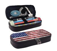 LPWTYCBV Trousse à crayons en cuir imprimé drapeau américain Indépendance du 4 juillet avec fermeture éclair très adaptée pour un usage quotidien., Noir , Taille unique, Trousse de maquillage