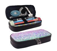 LPWTYCBV Trousse à crayons en cuir imprimé écailles de sirène avec fermeture éclair très adaptée pour un usage quotidien., Noir , Taille unique, Trousse de maquillage