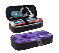 LPWTYCBV Trousse à crayons en cuir imprimé fleurs de lys violets avec fermeture éclair très adaptée pour un usage quotidien., Noir , Taille unique, Trousse de maquillage