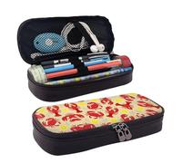 LPWTYCBV Trousse à crayons en cuir imprimé homard et crabe avec fermeture éclair très adaptée pour un usage quotidien., Noir , Taille unique, Trousse de maquillage