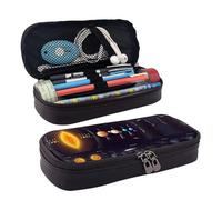 LPWTYCBV Trousse à crayons en cuir imprimé Jupiter Saturne avec fermeture éclair idéale pour un usage quotidien., Noir , Taille unique, Trousse de maquillage