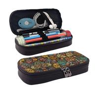 LPWTYCBV Trousse à crayons en cuir imprimé Sugar and Skulls avec fermeture éclair très adaptée pour un usage quotidien., Noir , Taille unique, Trousse de maquillage