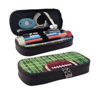 LPWTYCBV Trousse à crayons en cuir imprimé terrain de football américain et ballon avec fermeture éclair très adaptée pour un usage quotidien., Noir , Taille unique, Trousse de maquillage