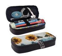 LPWTYCBV Trousse à crayons en cuir imprimé tournesol lithographie avec fermeture éclair très adaptée pour un usage quotidien., Noir , Taille unique, Trousse de maquillage