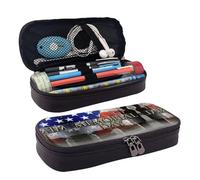 LPWTYCBV Trousse à crayons en cuir imprimé US Military Soldiers Patriotic Memorial Day avec fermeture éclair très adaptée pour un usage quotidien., Noir , Taille unique, Trousse de maquillage