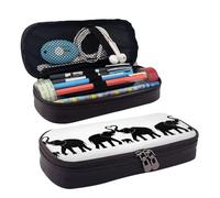 LPWTYCBV Trousse à crayons en cuir imprimé vieux éléphant et jeune éléphant avec fermeture éclair très adaptée pour un usage quotidien., Noir , Taille unique, Trousse de maquillage