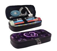 LPWTYCBV Trousse à crayons tendance en cuir imprimé cœurs violets avec fermeture éclair pour un usage quotidien., Noir , Taille unique, Trousse de maquillage
