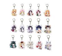 LPXBHSW Ghost Killing Porte-clés 15pcs, Démons Killing Chibi Figure Acrylic Pendentif Keychain, Anime Character Cosplay Accessoires pour Les Fans