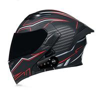 LPXPLP Bluetooth Casque Moto Modulable,Casque De Moto Intégré avec Double Visière,Casques Intégral Flip-Up Modulables Homme Et Femme,ECE Homologué S,M=57-58CM