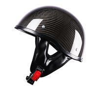 LPXPLP Casque Jet Fibre de Carbone pour Homme et Femme ECE Homologué Retro Casque Bol Moto Bols, Retro Visage Ouvert Moto Demi-Coque,pour Street Bike Cruiser Chopper A,L=55-59CM