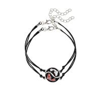 LPYO Lot de 2 bracelets d'amitié Yin Yang noirs et blancs pour femme - Bracelet créatif Tai Chi Bagua Poisson Couple Bracelet fait à la main - Bracelet assorti pour meilleure amie - Bijoux d'amitié et